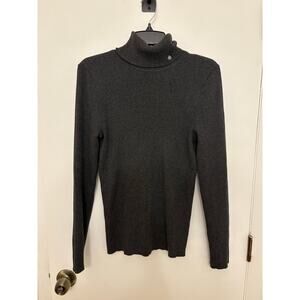 Ralph Lauren | Ribbed Knit Long Sleeve Turtleneck Pullover Sweater | Gray | L